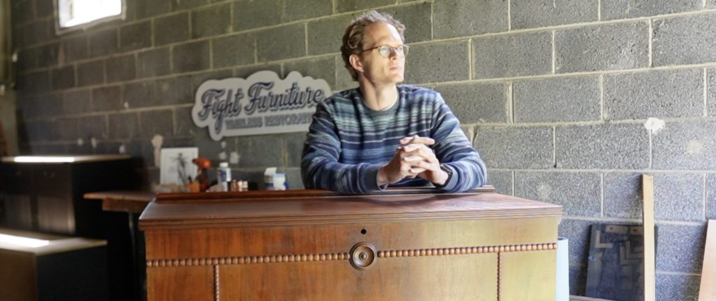 Ryan Fightmaster, Owner of Fight Furniture in Asheville, North Carolina. #1 Trusted Furniture Refinisher